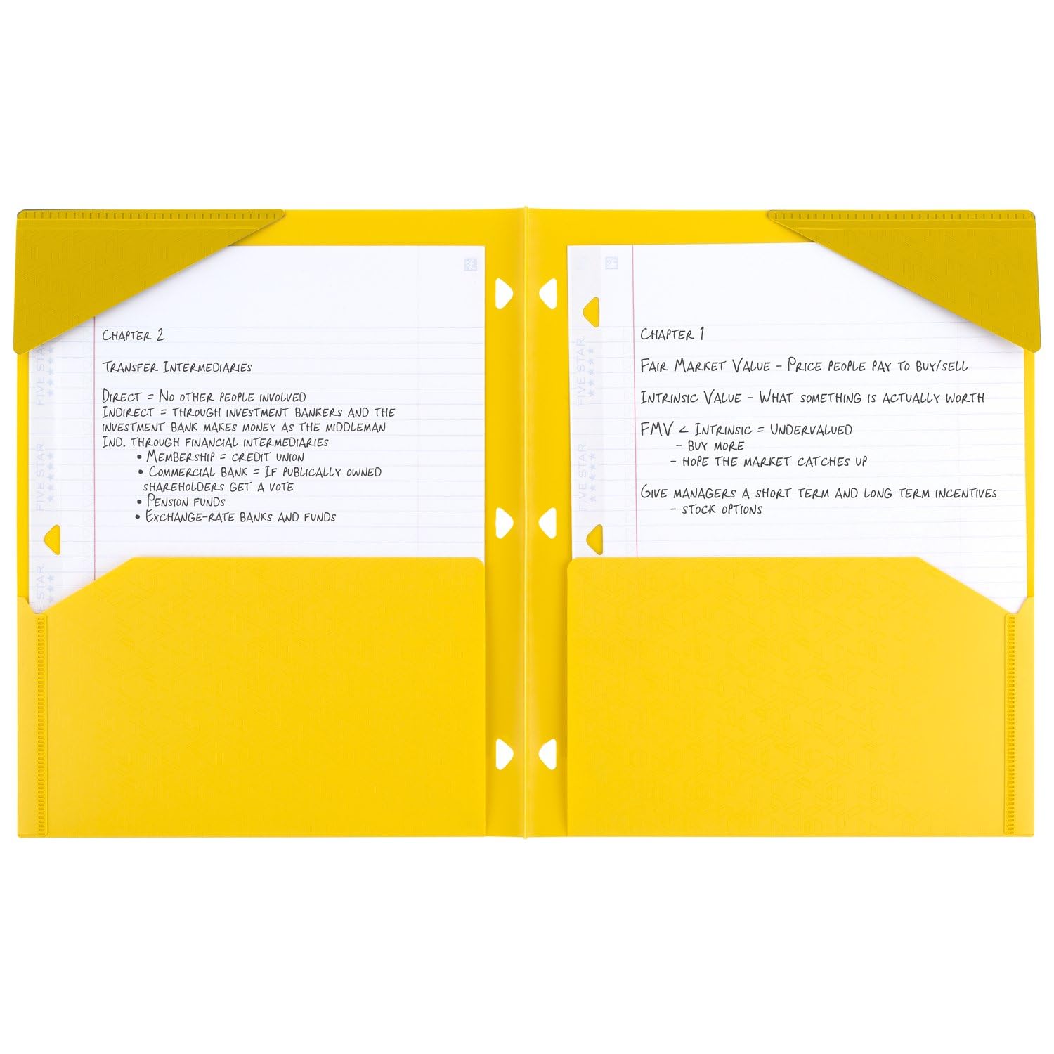 Five Star 2-Pocket Folder, 4 Pack, Plastic Folder with Stay-Put Tabs, Fits 3-Ring Binder, Holds 8-1/2" x 11" Paper, Tidewater Blue, White, Amethyst Purple, Harvest Yellow (38065) - Image 3