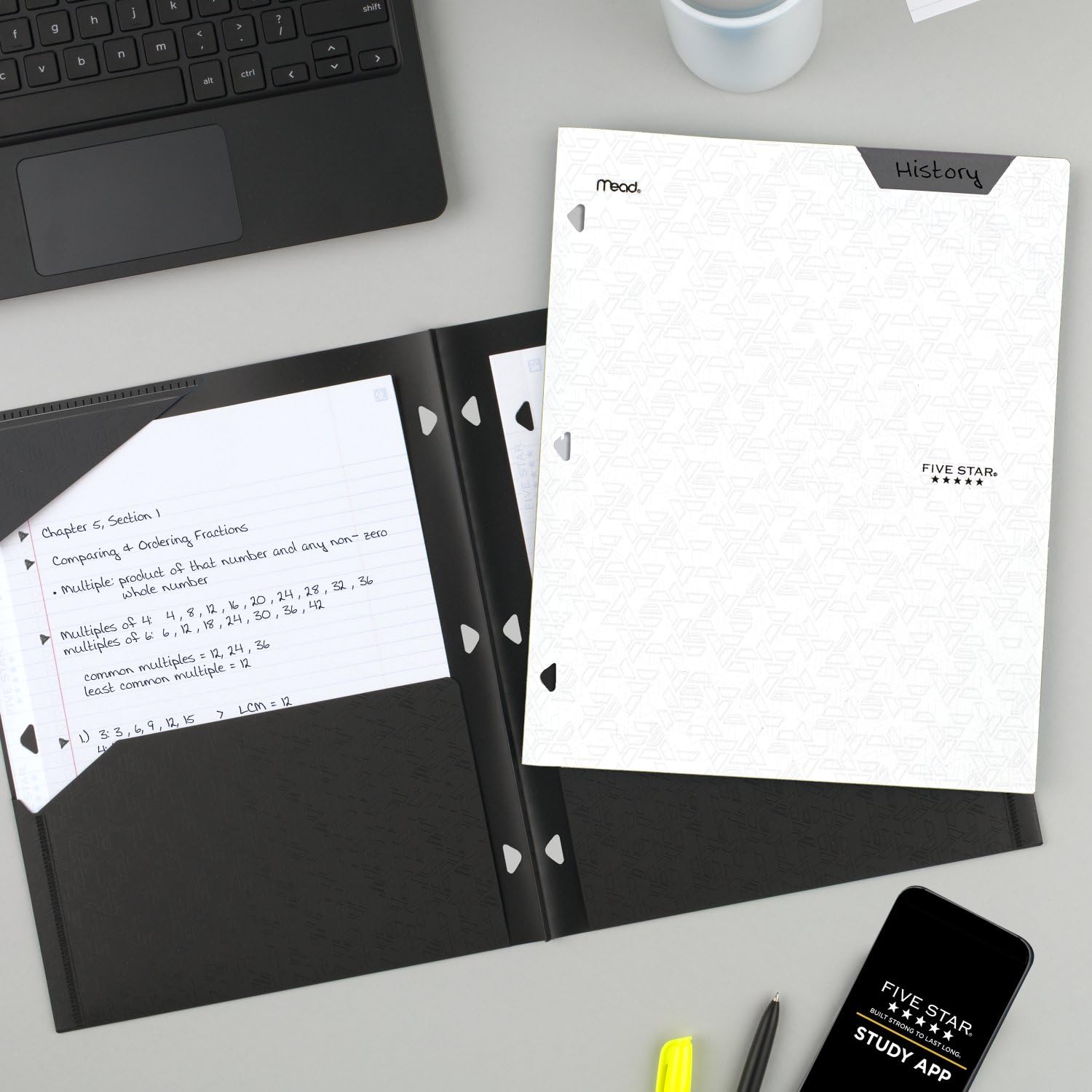 Five Star 2-Pocket Folder, Plastic Folder with Stay-Put Tabs, Fits 3-Ring Binder, Holds 8-1/2" x 11" Paper, White (333420I-ECM) - Image 7