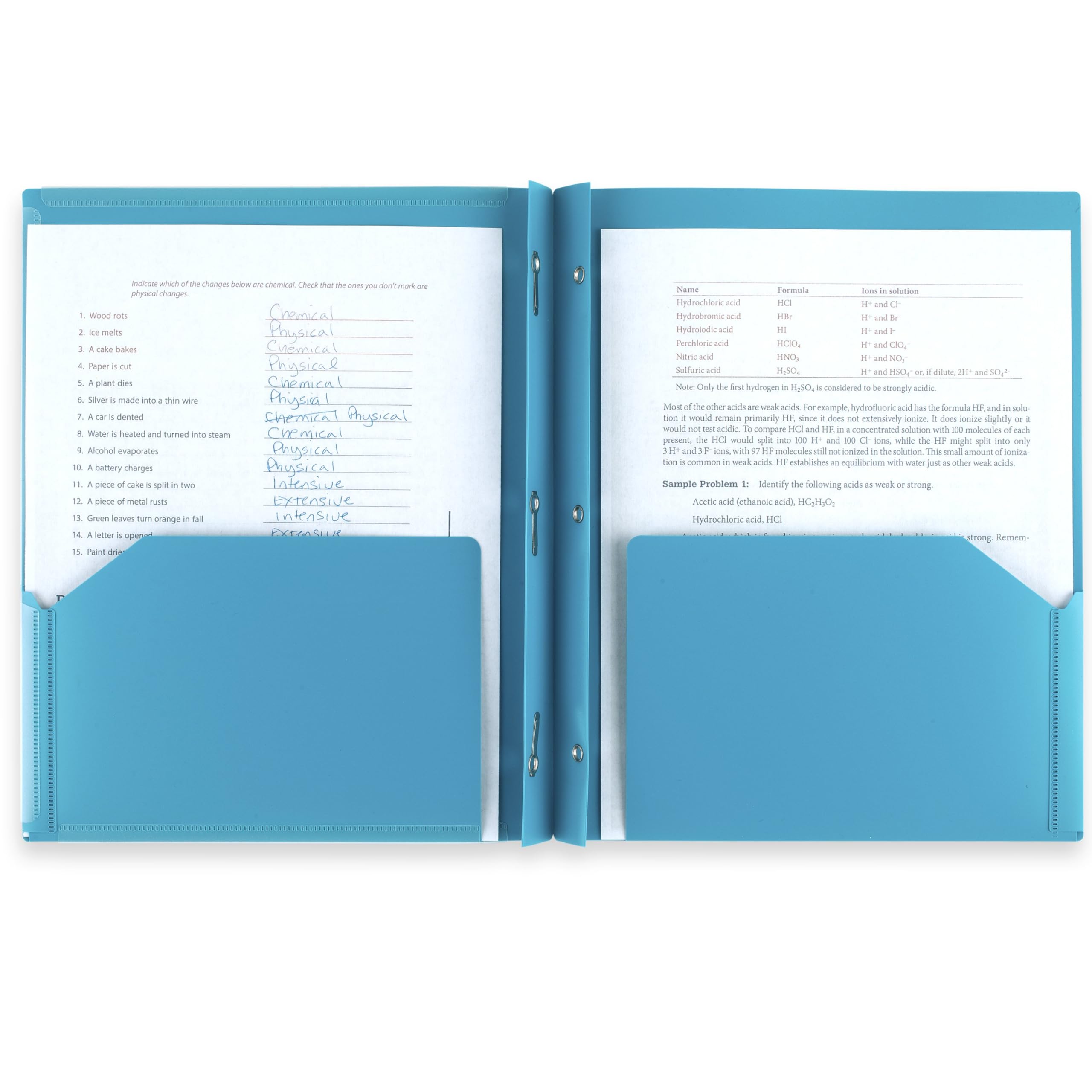 Five Star 2-Pocket Folder + Study App, 4 Pack, Plastic Folder with Prong Fasteners and Customizable Clear Cover, Holds 8-1/2" x 11" Paper, White, Purple, Yellow, Blue (340220B-ECM) - Image 4