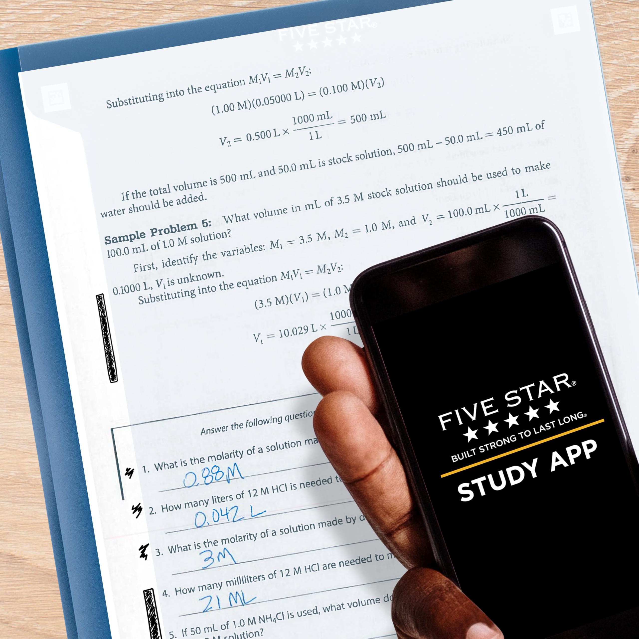 Five Star 2-Pocket Folder + Study App, 4 Pack, Plastic Folder with Prong Fasteners and Customizable Clear Cover, Holds 8-1/2" x 11" Paper, Black, Pacific Blue, Fire Red, Forest Green (340220A-ECM) - Image 3