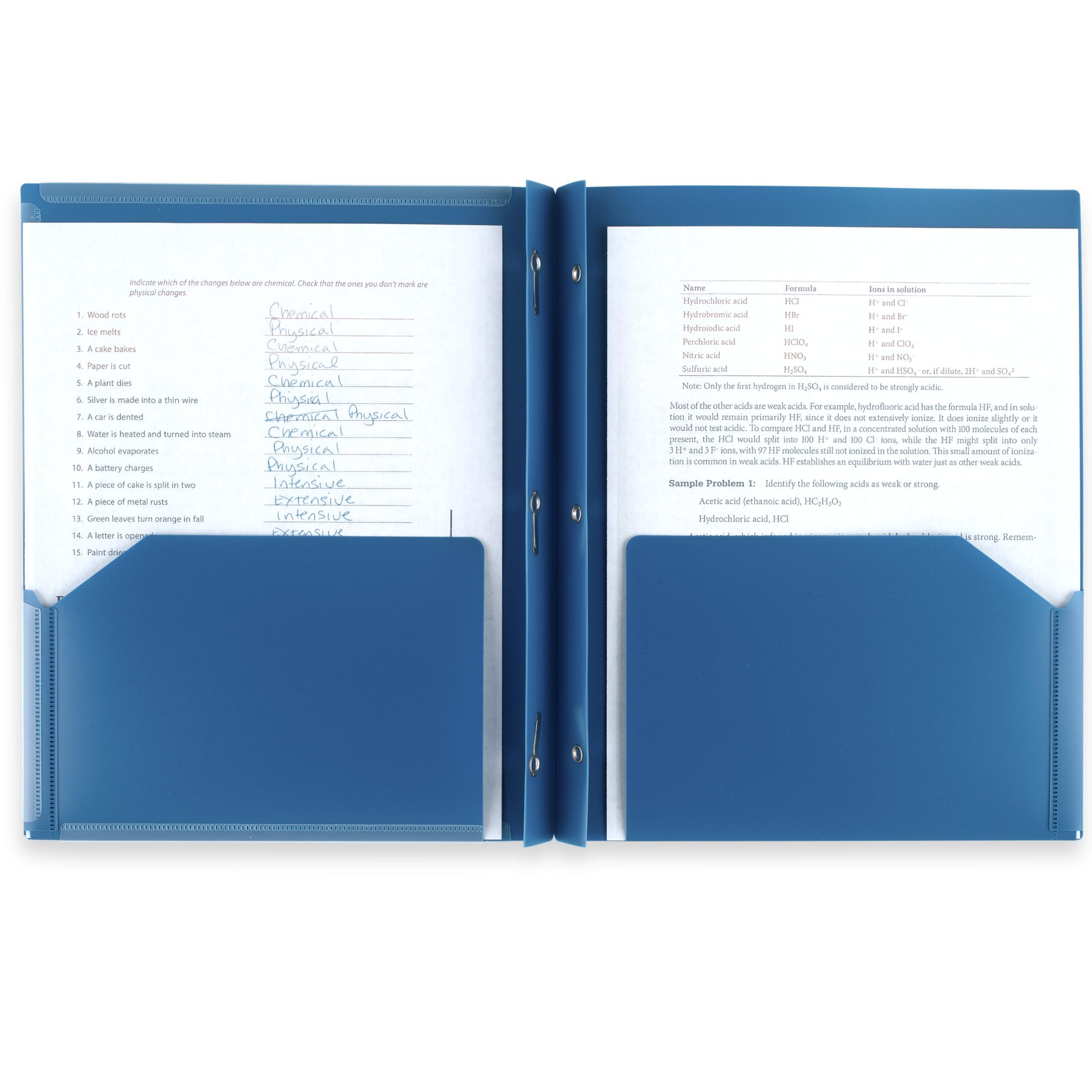 Five Star 2-Pocket Folder + Study App, 4 Pack, Plastic Folder with Prong Fasteners and Customizable Clear Cover, Holds 8-1/2" x 11" Paper, Black, Pacific Blue, Fire Red, Forest Green (340220A-ECM) - Image 4