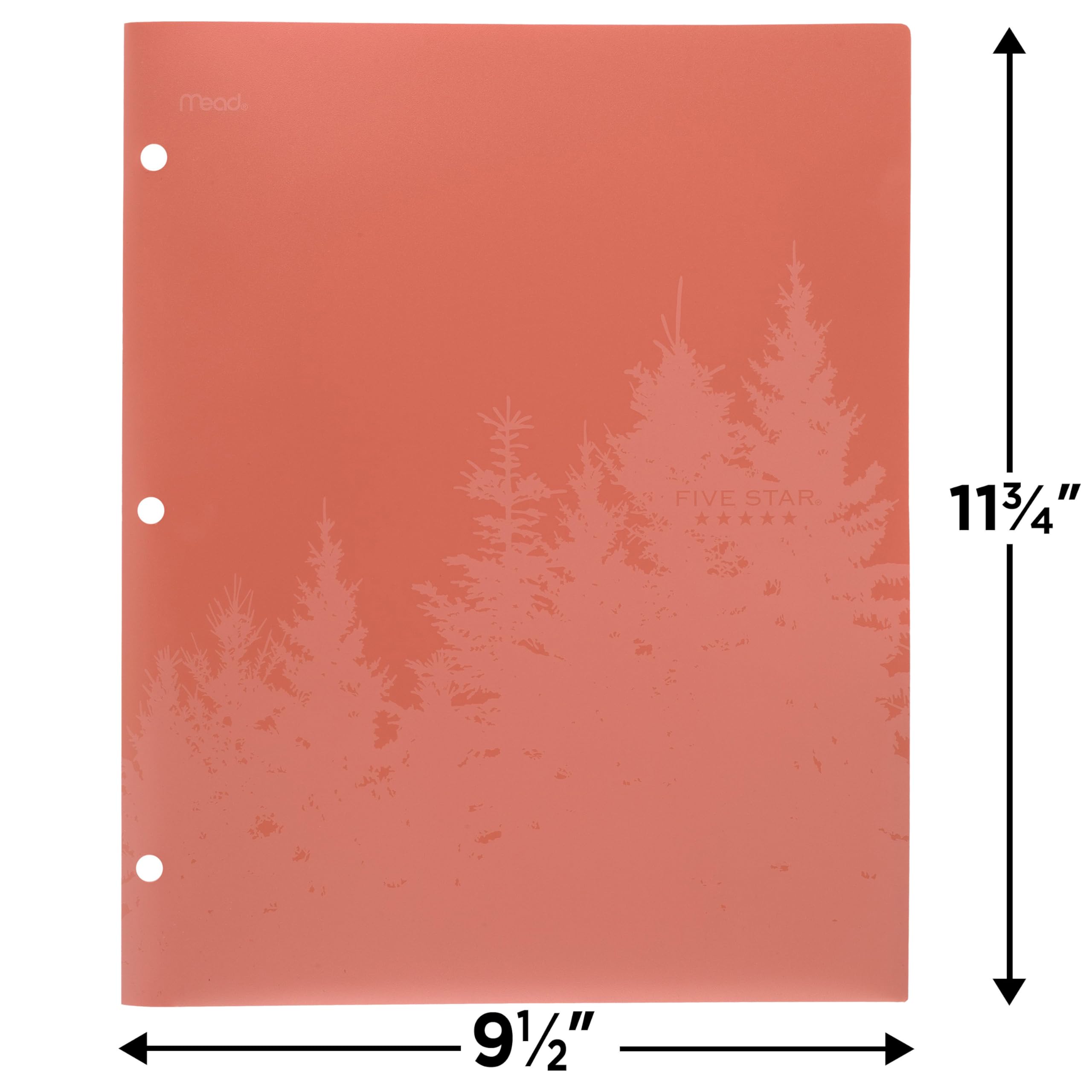 Five Star 2 Pocket Folders, 4 Pack, Recycled Plastic Folders with Stay-Put Tabs and Prong Fasteners, Fits 3-Ring Binder, Holds 11” x 8-1/2” Paper, Writable Label, Clay, Green, Blue, Gray (33002) - Image 5