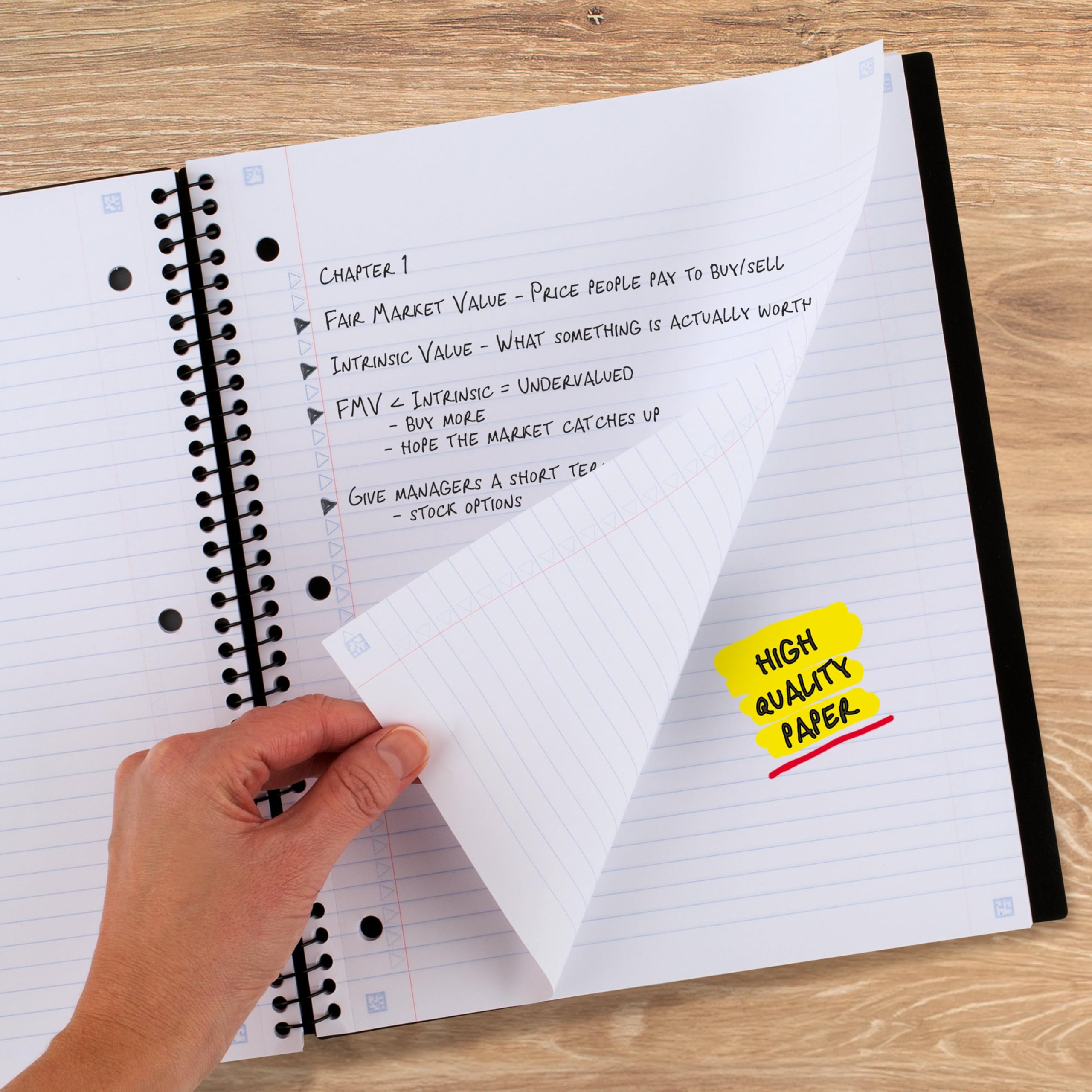 Five Star Advance Spiral Notebook + Study App, 1 Subject, College Ruled Paper, 8-1/2" x 11", 100 Sheets, Spiral Guard, Movable Tabbed Dividers, Black (820012A-ECM) - Image 4