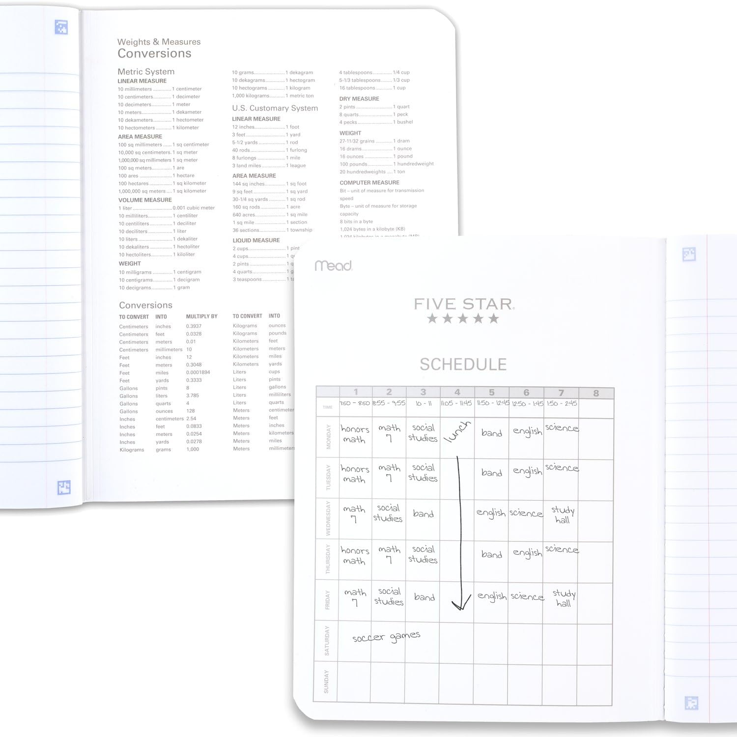 Five Star Composition Book + Study App, 4 Pack, Wide Ruled Paper, 7-1/2" x 9-3/4", 80 Sheets, Forest Green, Tidewater Blue, Fire Red and Harvest Yellow (950033B-ECM) - Image 5
