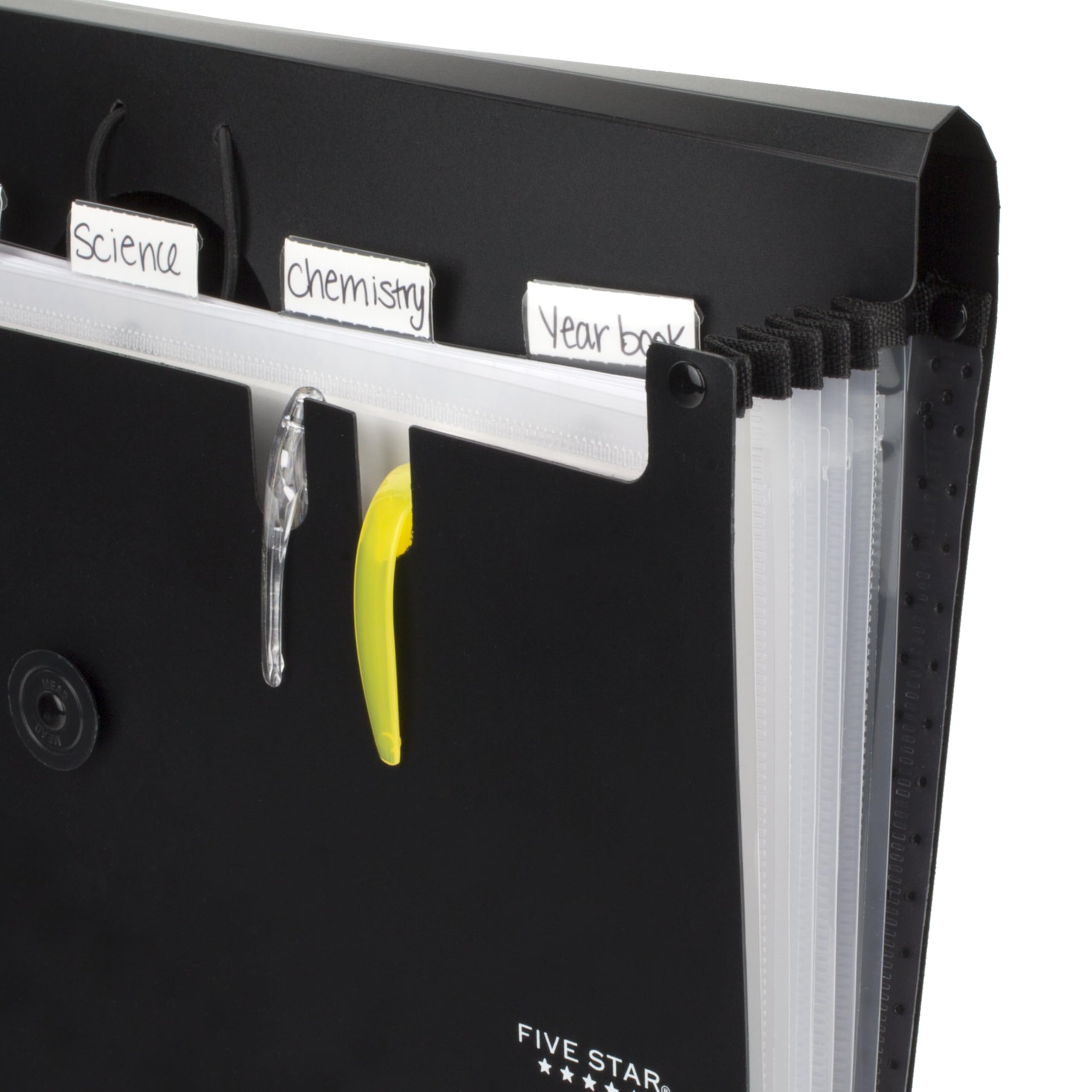 Five Star Expanding File Organizer, 6-Pocket Accordian File Organizer, Bungee Closure, Holds 8-1/2" x 11" Paper, Black (72391) - Image 3