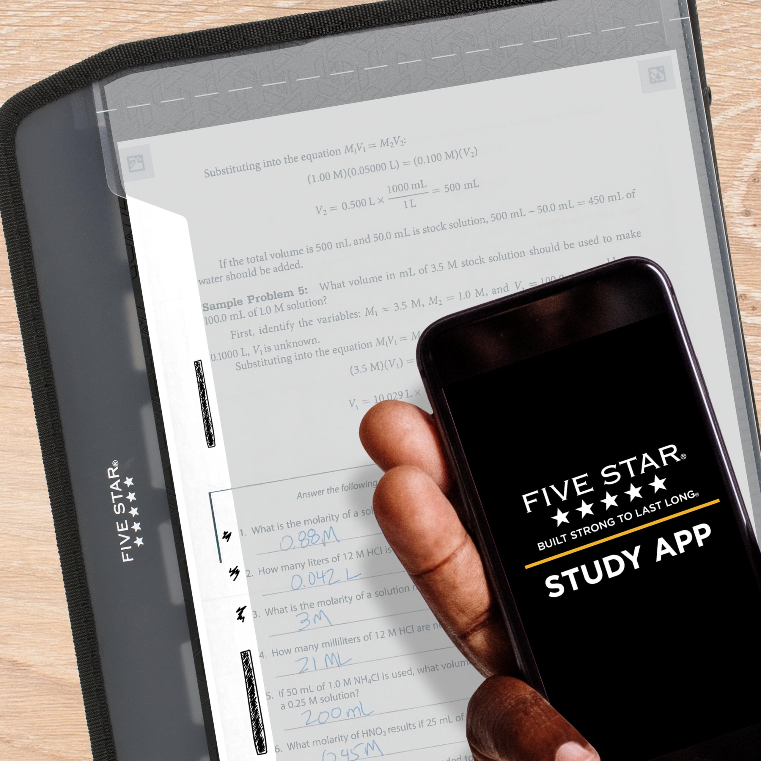 Five Star Expanding File Organizer + Study App, 7-Pocket Accordian File Organizer, Zipper Closure, Holds 8-1/2" x 11" Paper, Black (72709) - Image 3