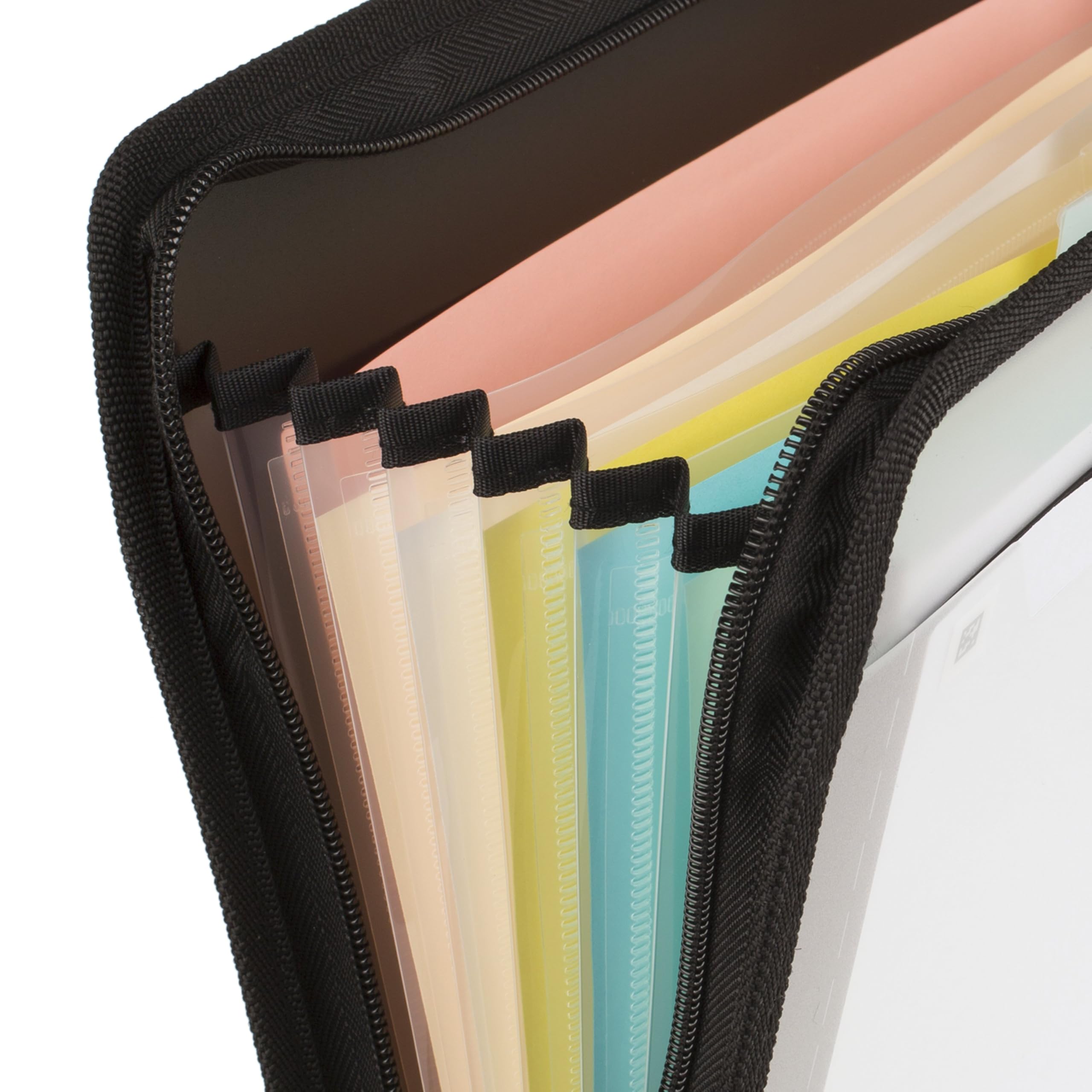 Five Star Expanding File Organizer + Study App, 7-Pocket Accordian File Organizer, Zipper Closure, Holds 8-1/2" x 11" Paper, Black (72709) - Image 5