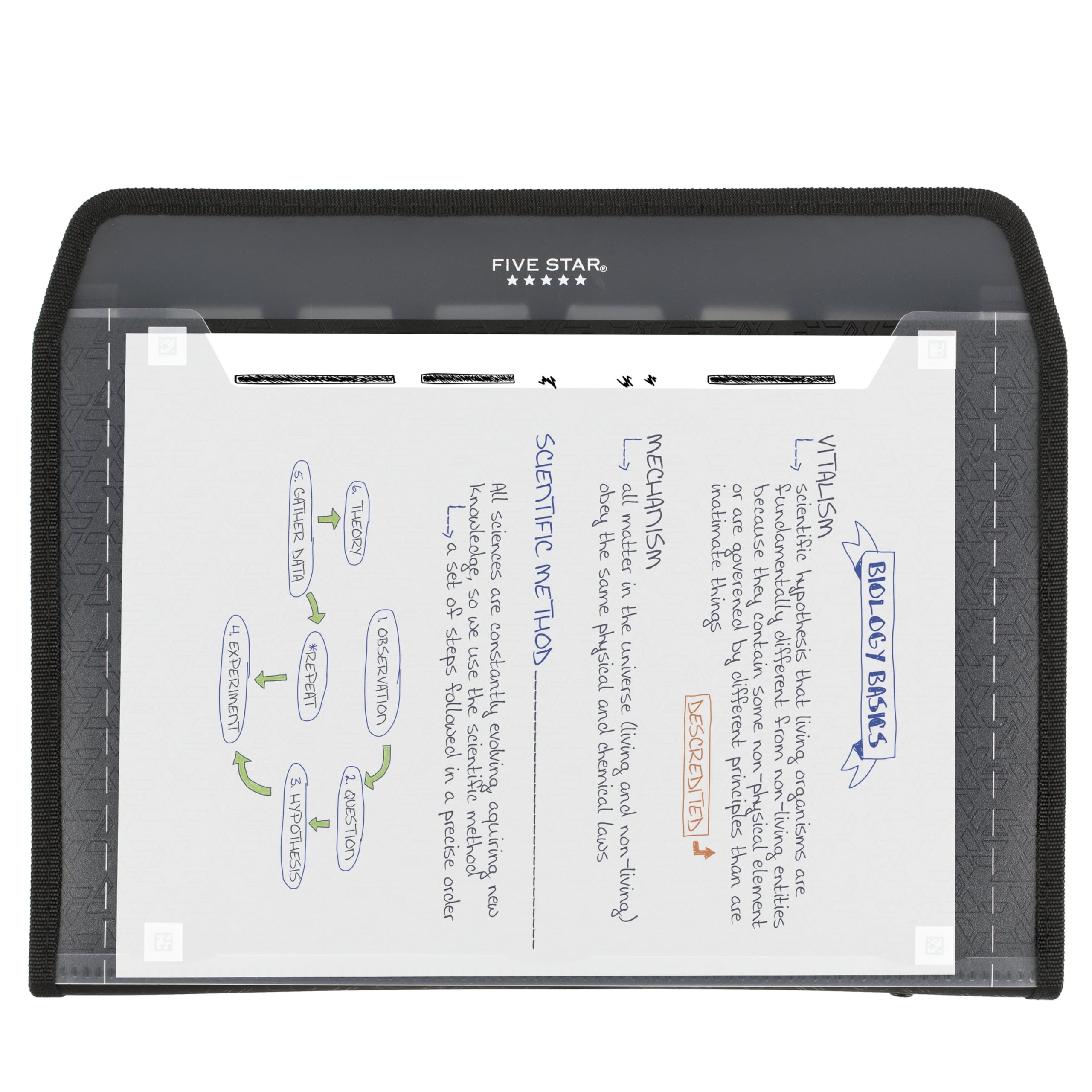 Five Star Expanding File Organizer + Study App, 7-Pocket Accordian File Organizer, Zipper Closure, Holds 8-1/2" x 11" Paper, Black (72709) - Image 6