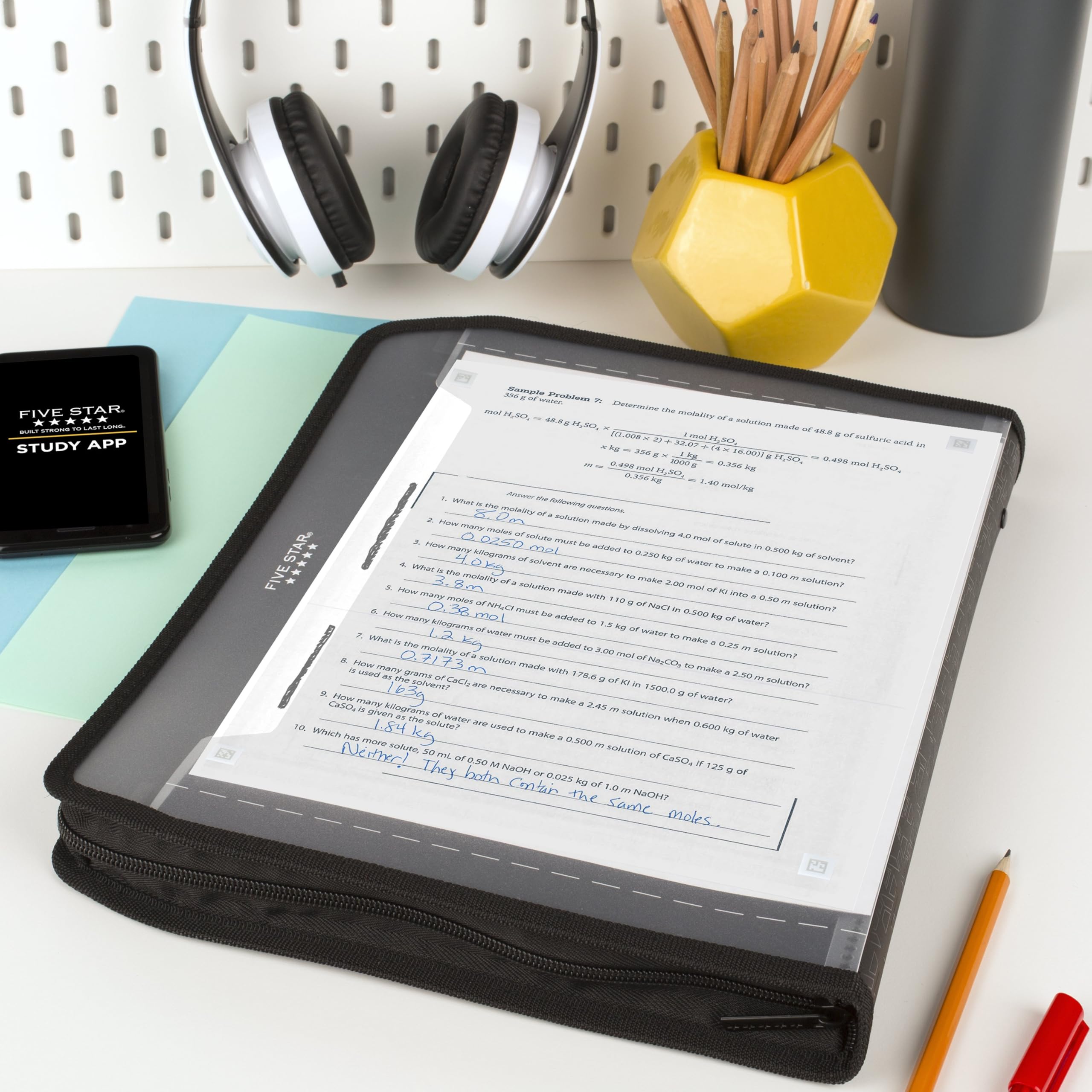 Five Star Expanding File Organizer + Study App, 7-Pocket Accordian File Organizer, Zipper Closure, Holds 8-1/2" x 11" Paper, Black (72709) - Image 8