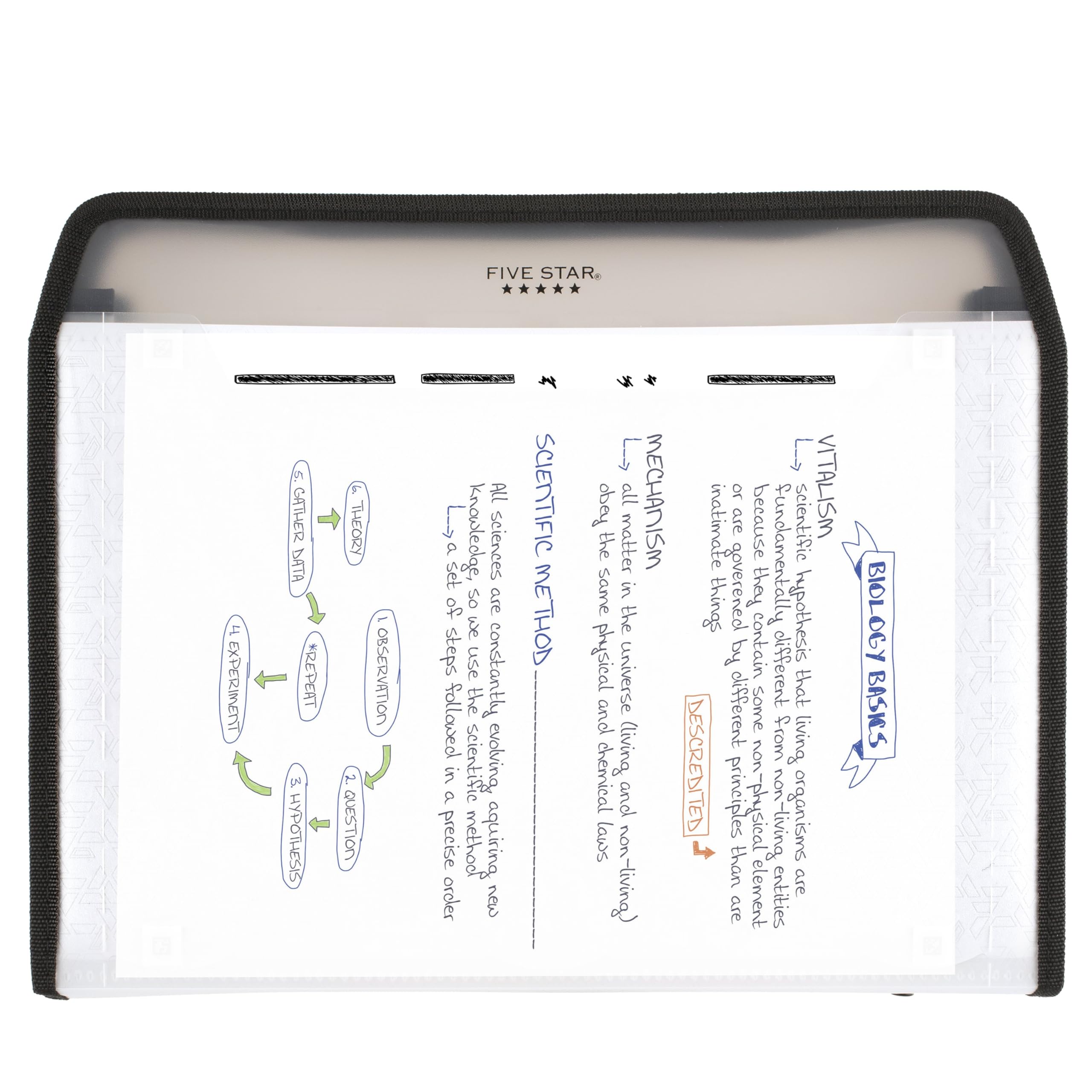 Five Star Expanding File Organizer + Study App, 7-Pocket Accordian File Organizer, Zipper Closure, Holds 8-1/2" x 11" Paper, White (350099E-ECM) - Image 6