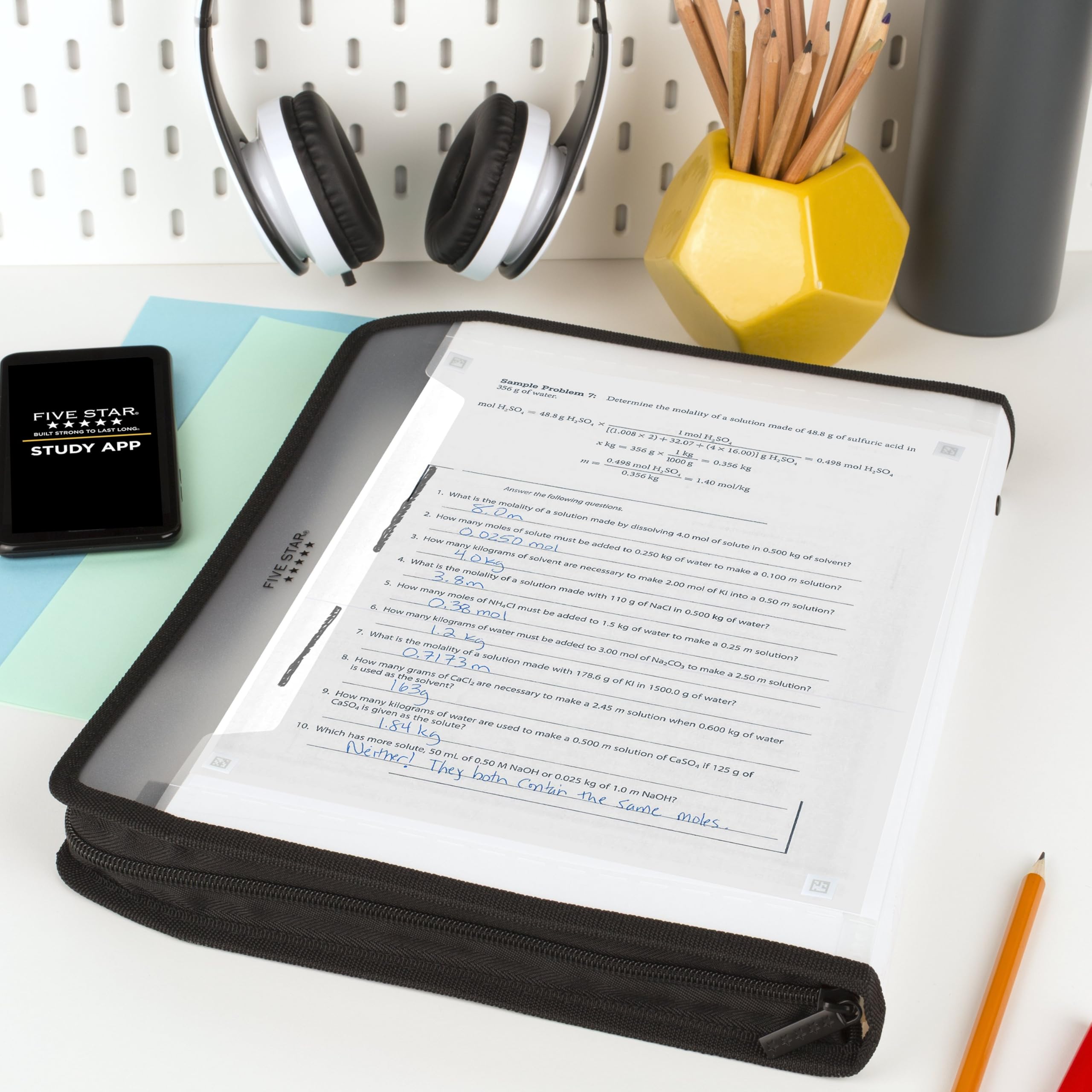 Five Star Expanding File Organizer + Study App, 7-Pocket Accordian File Organizer, Zipper Closure, Holds 8-1/2" x 11" Paper, White (350099E-ECM) - Image 8