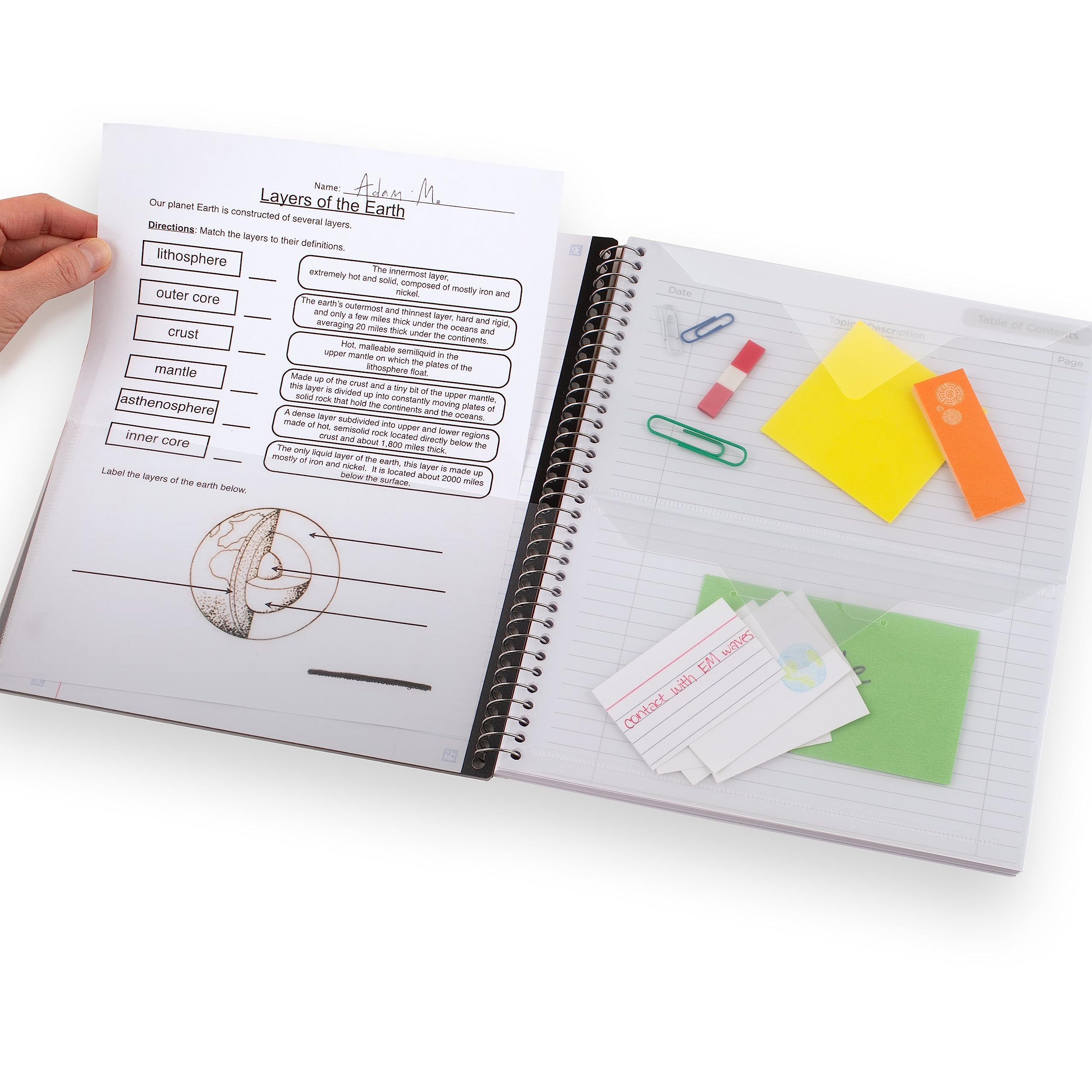 Five Star Interactive Notetaking Spiral Notebooks, 3 Pack, 1-Subject, College Ruled Paper, 11" x 8-1/2", 100 Sheets, Customizable Cover, Forest Green, Fire Red, Pacific Blue (820197-ECM) - Image 4