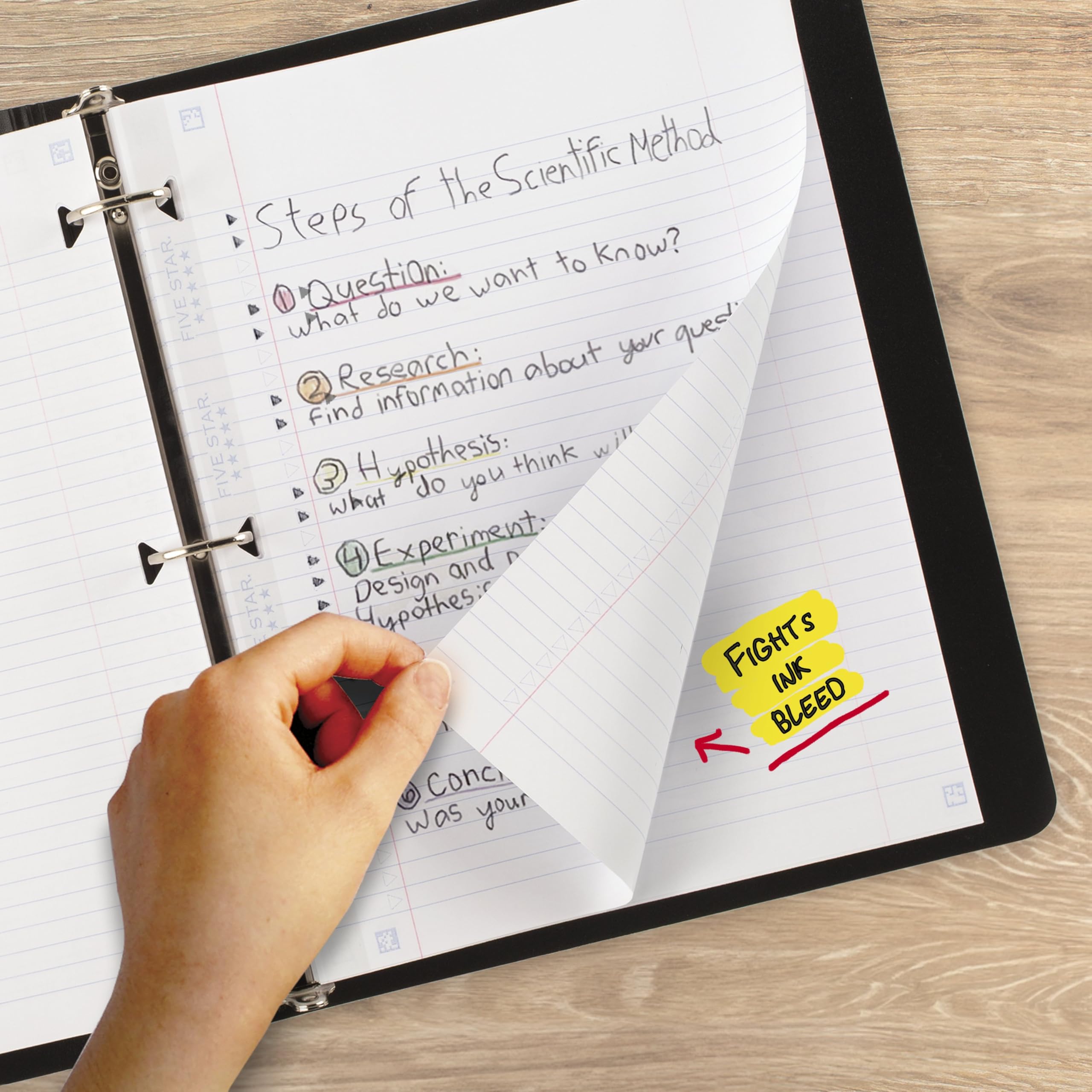 Five Star Loose Leaf Paper + Study App, Wide Ruled Filler Notebook Paper, Reinforced, Fights Ink Bleed, 8" x 10-1/2", 200 Sheets (150039) - Image 5
