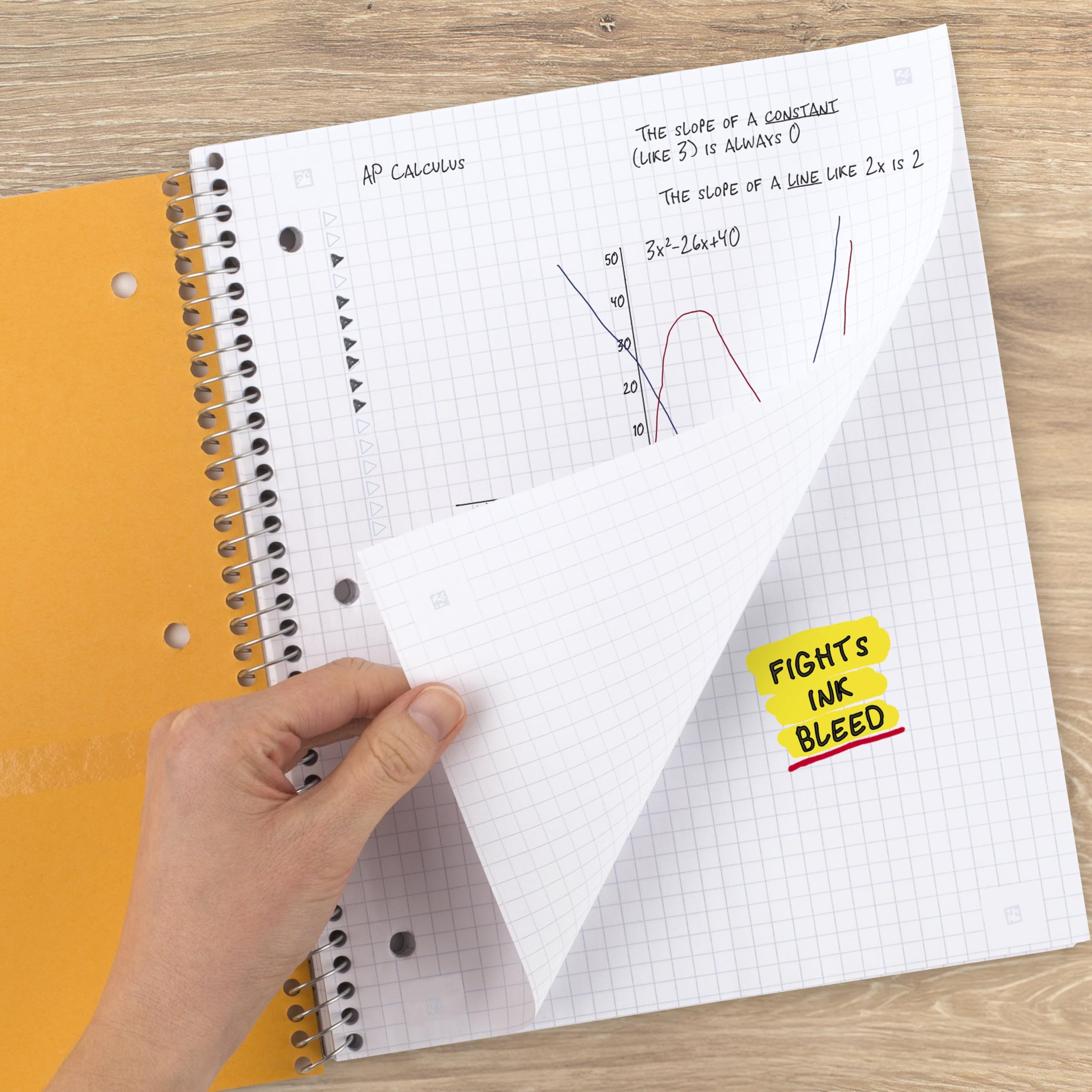 Five Star Spiral Notebook + Study App, 1 Subject, Graph Ruled Paper, 8-1/2" x 11", 100 Sheets, Fights Ink Bleed, Water Resistant Cover, Black (73679) - Image 4