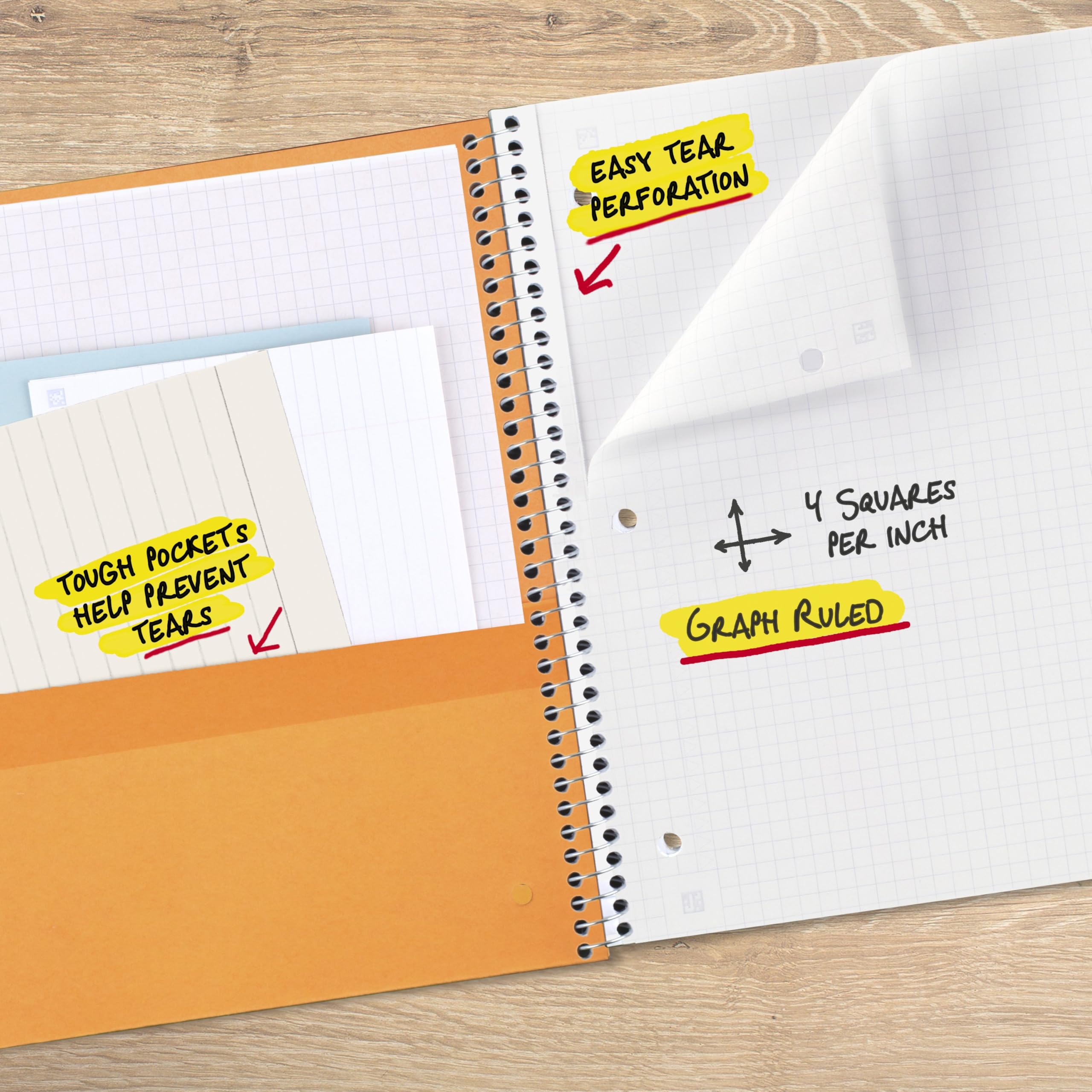 Five Star Spiral Notebook + Study App, 1 Subject, Graph Ruled Paper, 8-1/2" x 11", 100 Sheets, Fights Ink Bleed, Water Resistant Cover, Black (73679) - Image 5