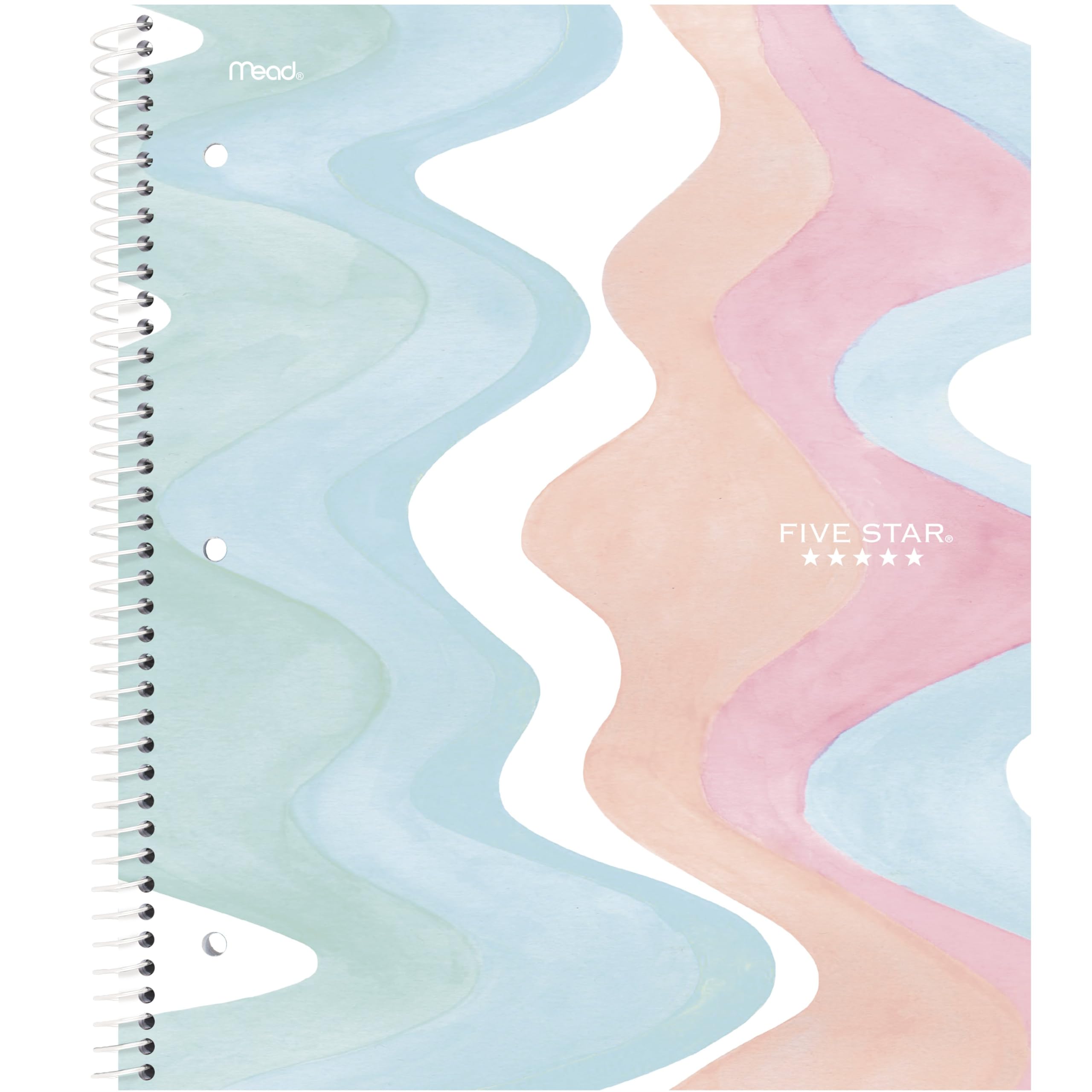 Five Star Spiral Notebook + Study App, 1 Subject, Wide Ruled, 8" x 10-1/2", 80 Sheets, Fights Ink Bleed, Water Resistant Cover, Pastel Waves (930060F) - Image 9