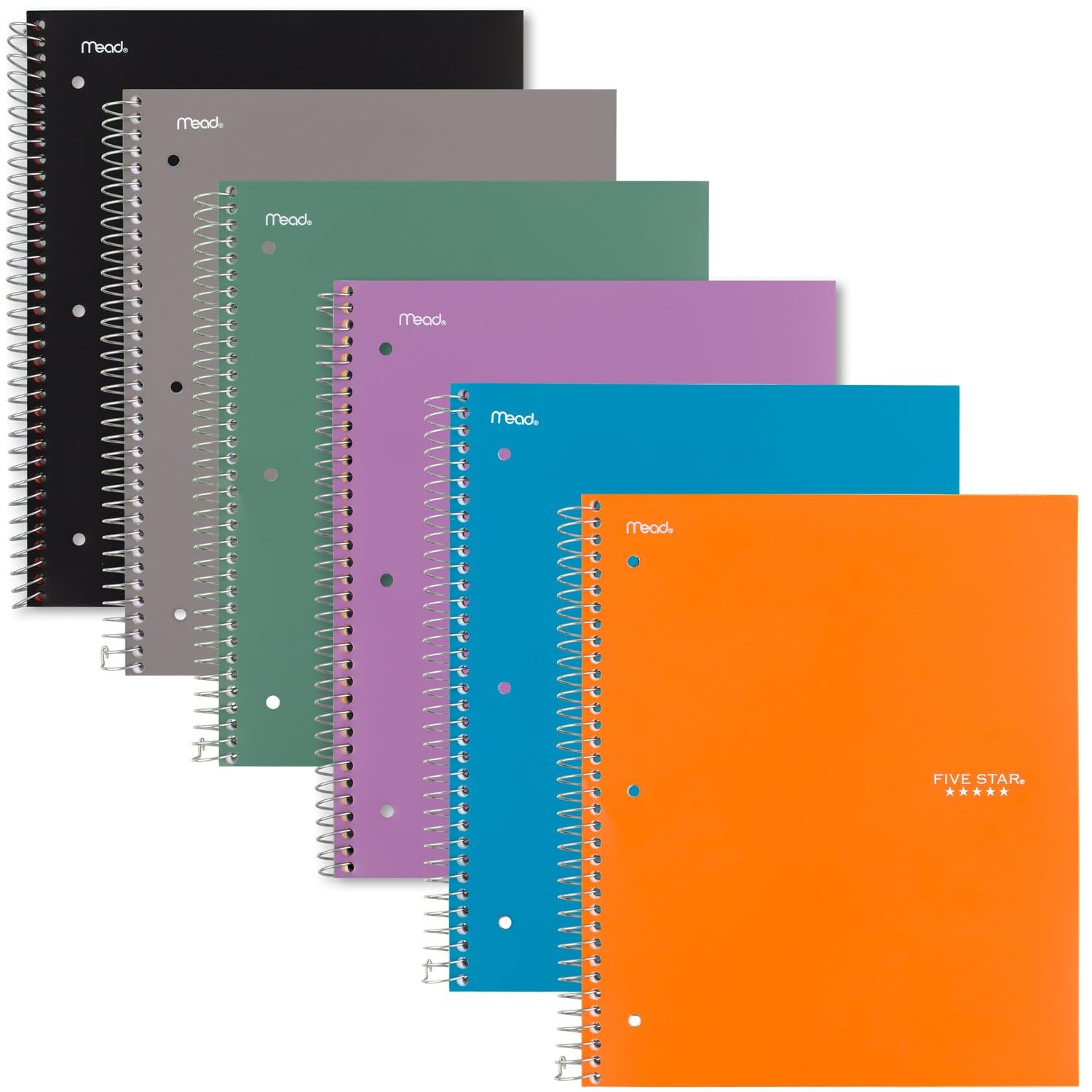 Five Star Spiral Notebook + Study App, 12 Pack, 1 Subject, Graph Ruled Paper, 8-1/2" x 11", 100 Sheets, Purple, Orange, Green, Blue, Gray, Black (38630) - Image 8