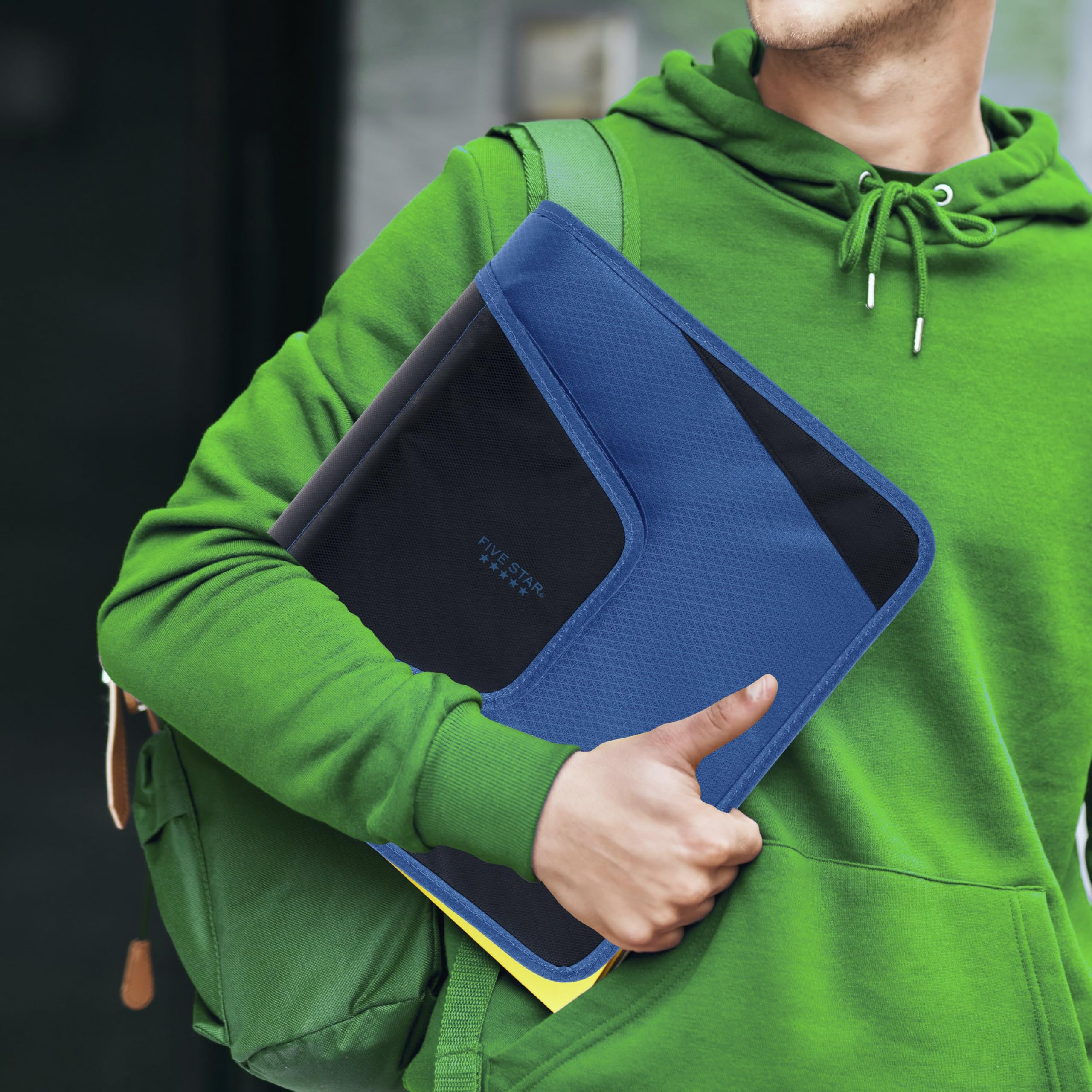 Five Star Zipper Binder, 1-1/2 Inch 3-Ring Binder with Round Rings, 3-Pocket Expanding File, 500 Sheet Capacity, Blue (72202) - Image 5